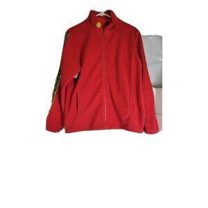 Ethica Men’s S Softshell Jacket Red microfleece green logo‎ accents on arm